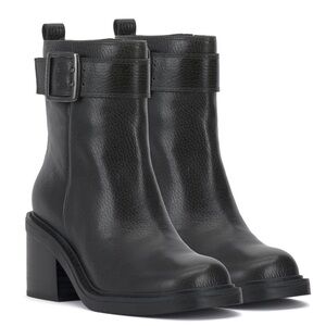 NWT Vince Camuto Black Leather Ankle Boots with Buckle